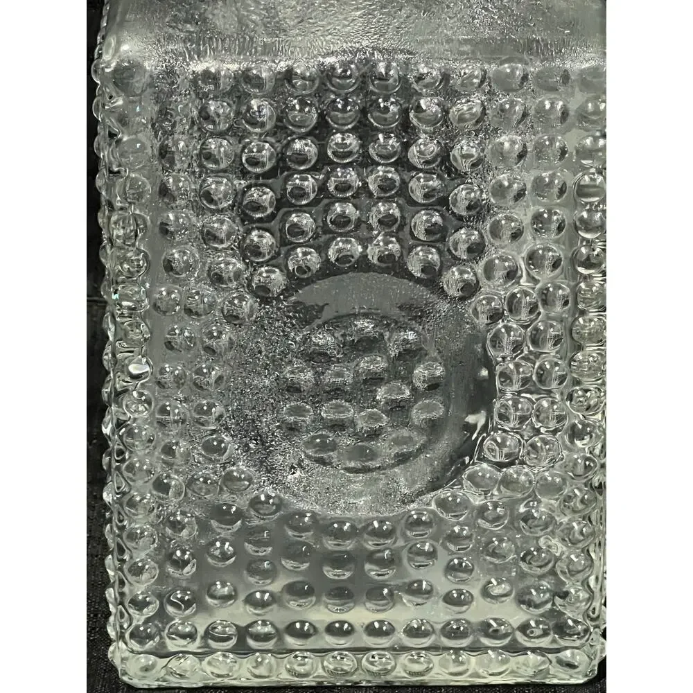 Vintage Clear Glass Decanter Hobnail Pattern MCM Barware Medallion Design 10